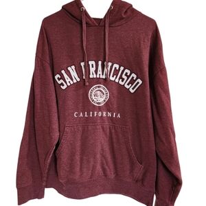Obsi Sweatshirt Mens Sz XL  Maroon  Fleece Hoodie San Francisco Spell Out
